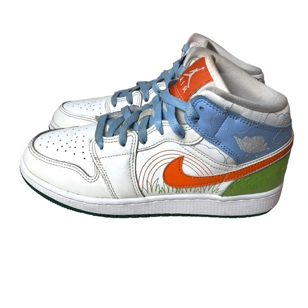 Nike Air Jordan 1 Mid SE GS Size 6.5Y 'STITCH'‎ Sail/Orange DX2462-100
